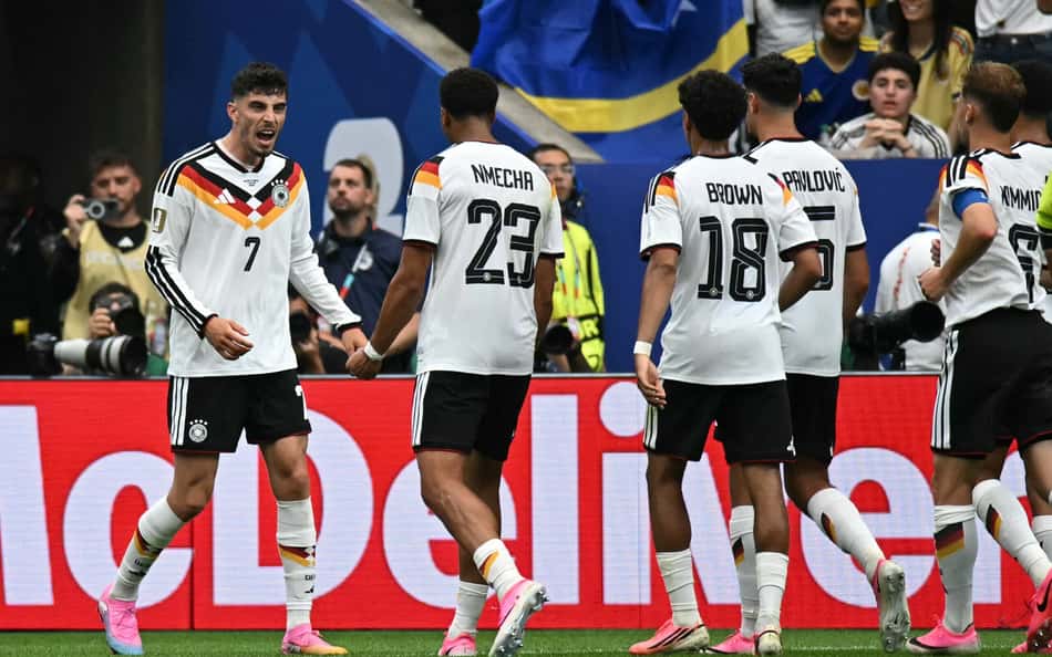 Jogadores da Alemanha comemora gol contra Curaçao na estreia da Copa do Mundo de 2026 (Foto: Foto por PAUL ELLIS / AFP)
