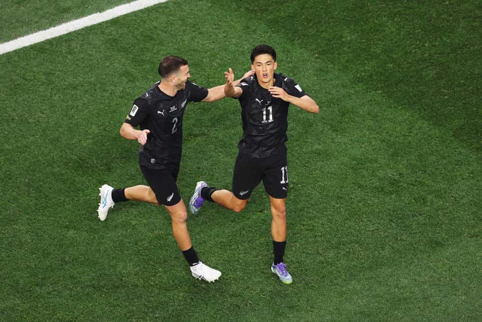 Elijah Just comemora gol da Nova Zelândia na Copa do Mundo de 2026