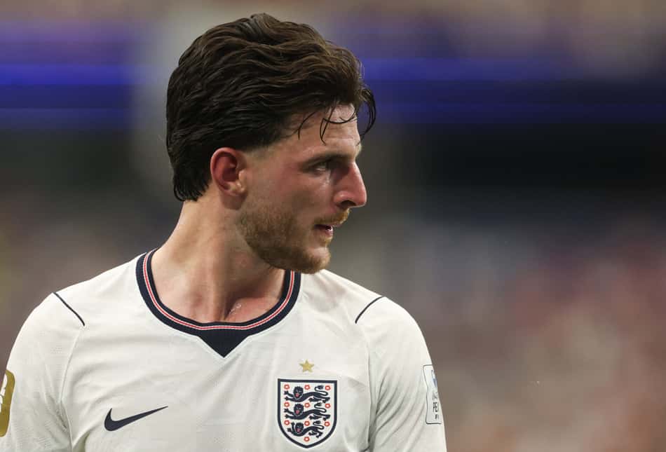 Declan Rice em ação em Inglaterra x Croácia pela Copa do Mundo