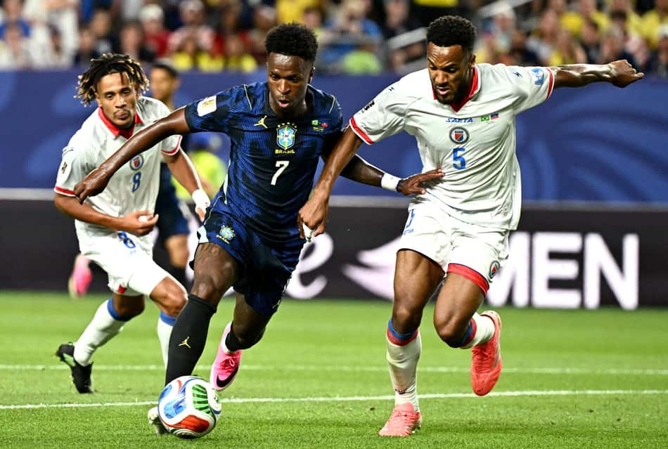 Vinicius Jr. durante a partida contra o Haiti, duelo válido pela segunda rodada da fase de grupos da Copa do Mundo