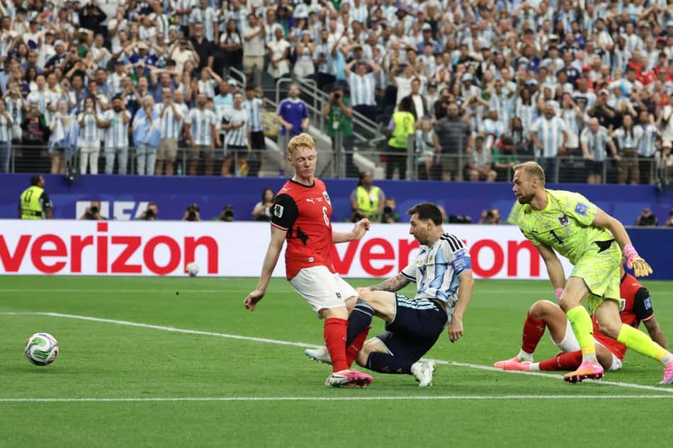 Espanha e Argentina: Messi faz o segundo gol da Argentina sobre a Áustria, em partida válida pela segunda rodada da fase de grupos da Copa do Mundo de 2026
