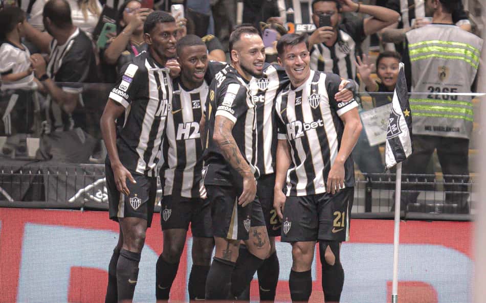 Atlético x Mirassol jogadores comemoram gol (Foto: Luan Martins/Agencia F8/Folhapress)