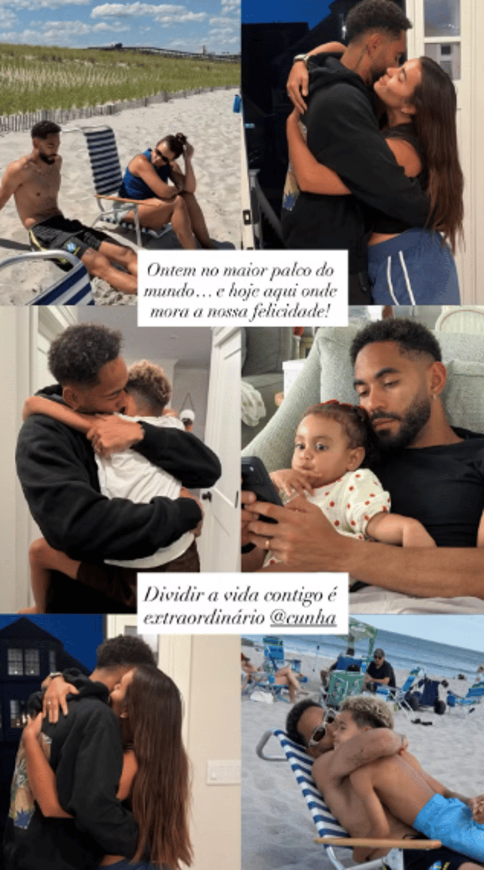 Montagem de Matheus Cunha com família durante folga da Seleção Brasileira