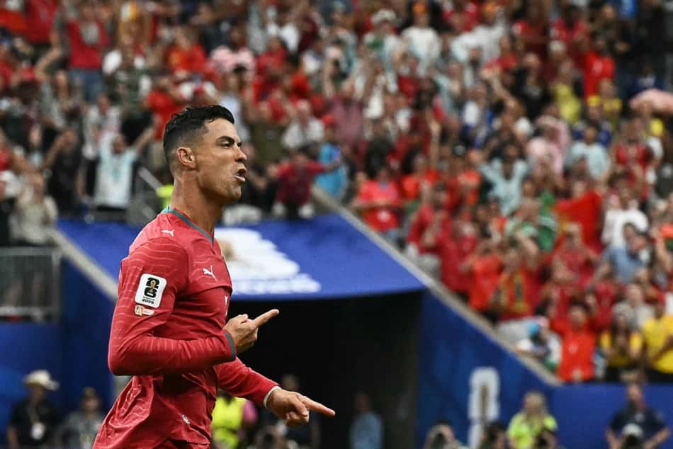 Cristiano Ronaldo comemora gol em Portugal x Uzbequistão pela Copa do Mundo de 2026