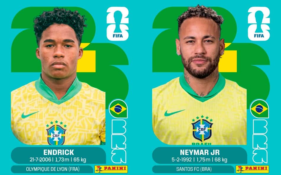 Neymar e Endrick estão entre novos brasileiros do álbum da Copa; saiba como comprar