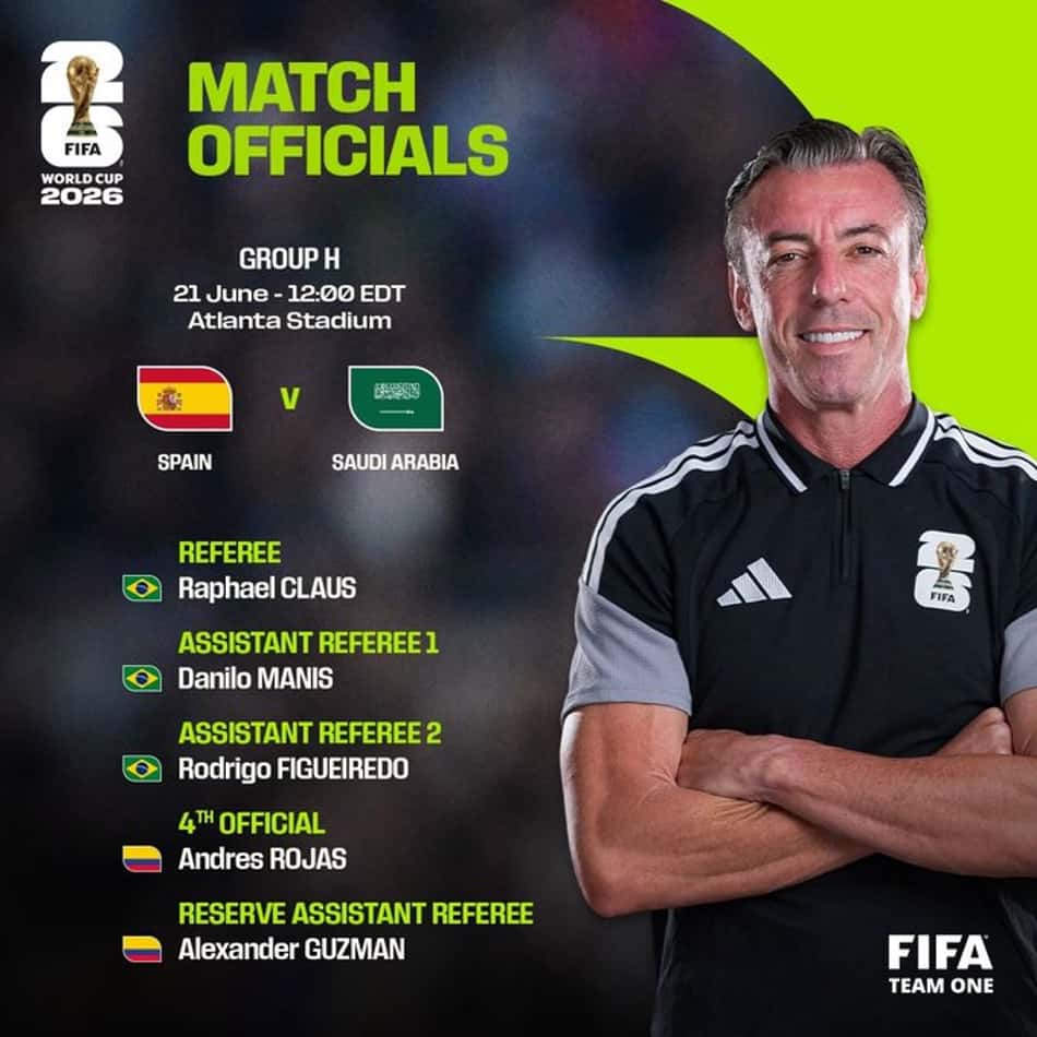 Arbitragem de Espanha x Arábia Saudita (Foto: Reprodução/X)