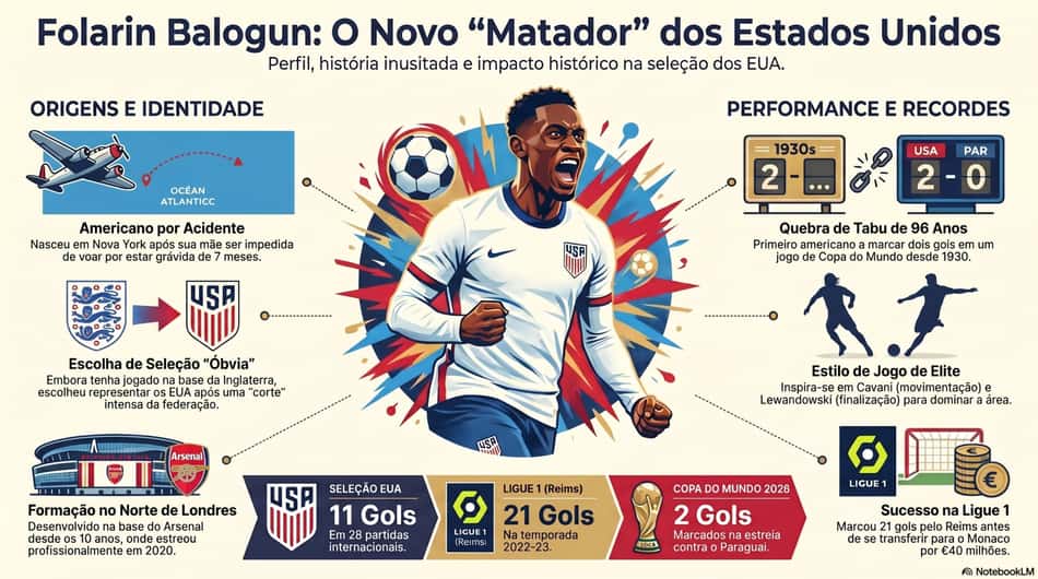 Gráfico mostra feitos da carreira do americano Balogun (Reprodução)