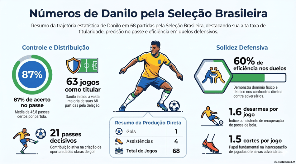 Números de Danilo pela Seleção (Foto: Arte/Lance!)