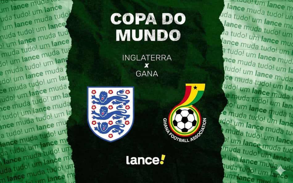 Inglaterra e Gana se enfrentam pela segunda rodada do Grupo L da Copa do Mundo 2026 (Arte: Lance!)