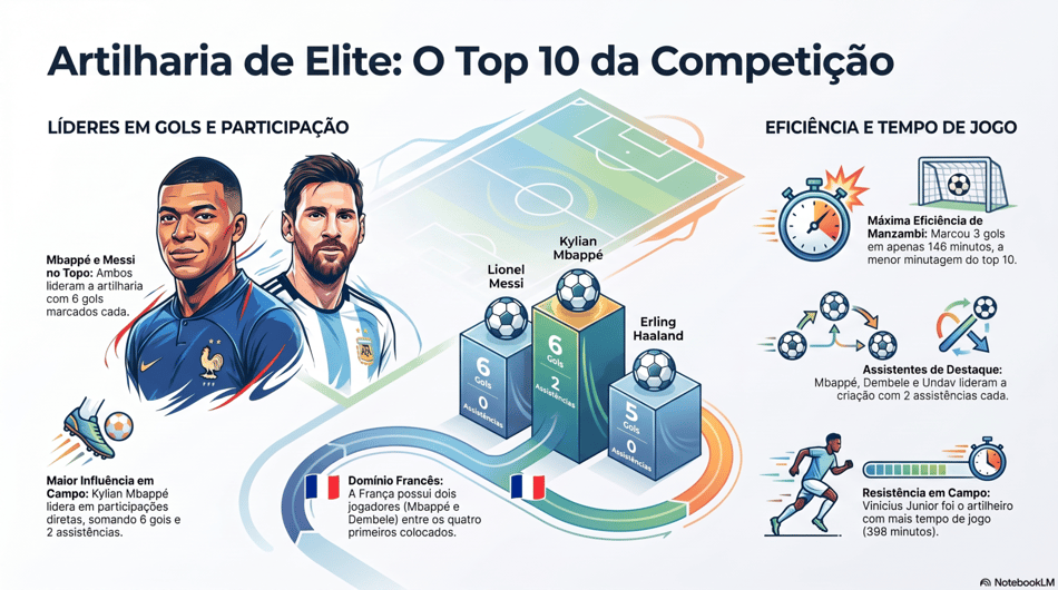 Gráfico mostra a artilharia da Copa do Mundo