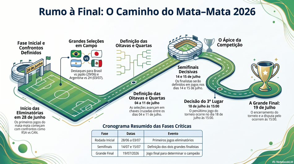 Gráfico mostra chaveamento do mata-mata da Copa do Mundo