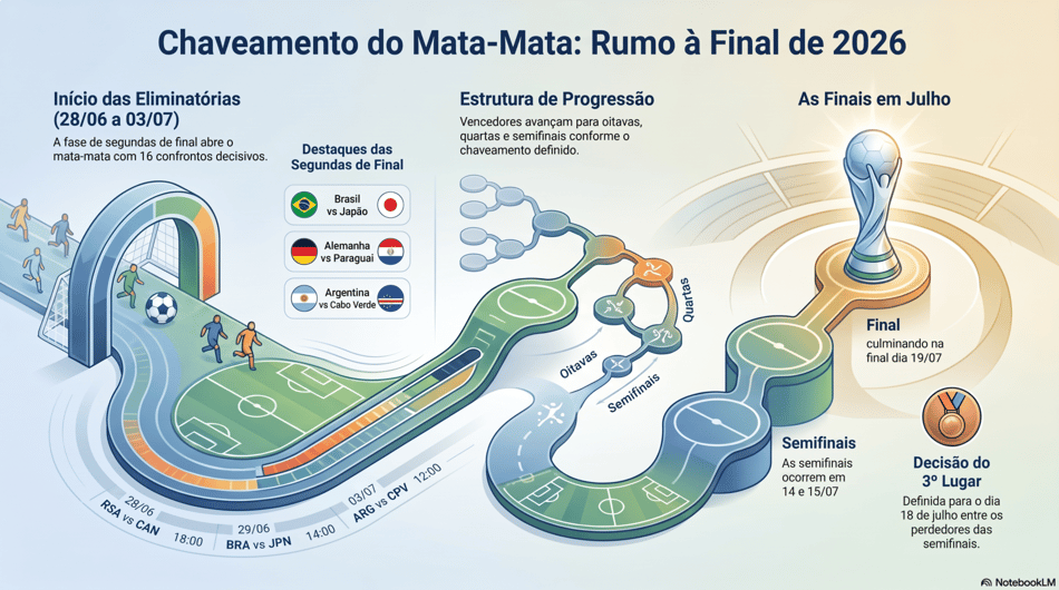 Gráfico mostra chaveamento do mata-mata da Copa