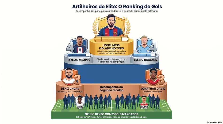 Gráfico mostra como está a artilharia da Copa do Mundo (Reprodução)