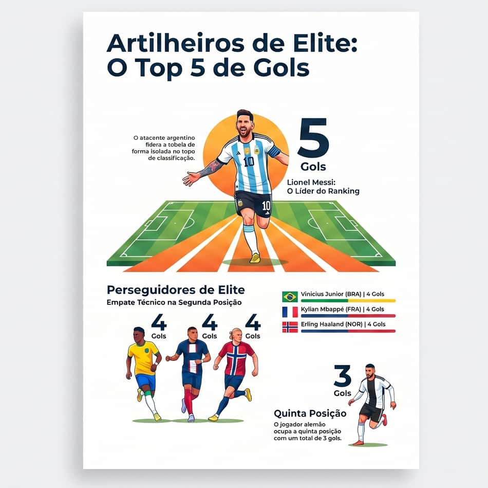 Gráfico mostra os principais goleadores da Copa do Mundo (Reprodução)