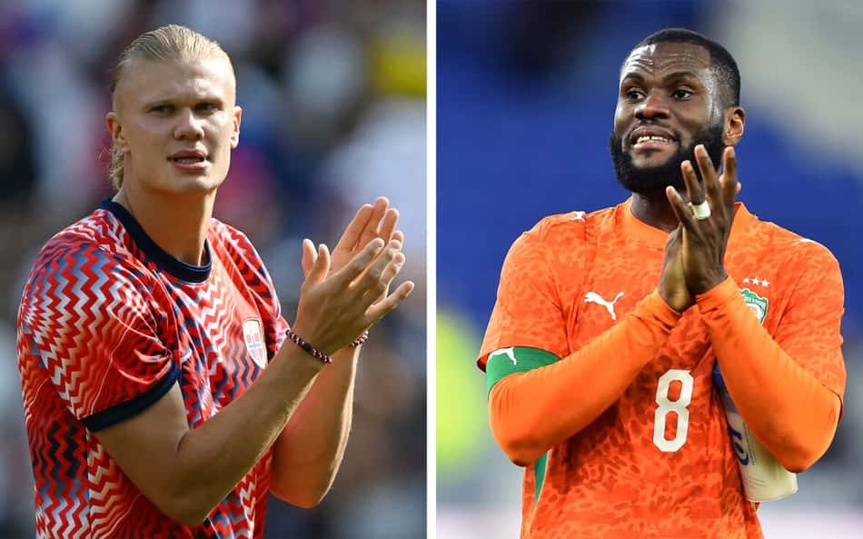 Haaland e Kessié, respectivos astros de Noruega e Costa do Marfim