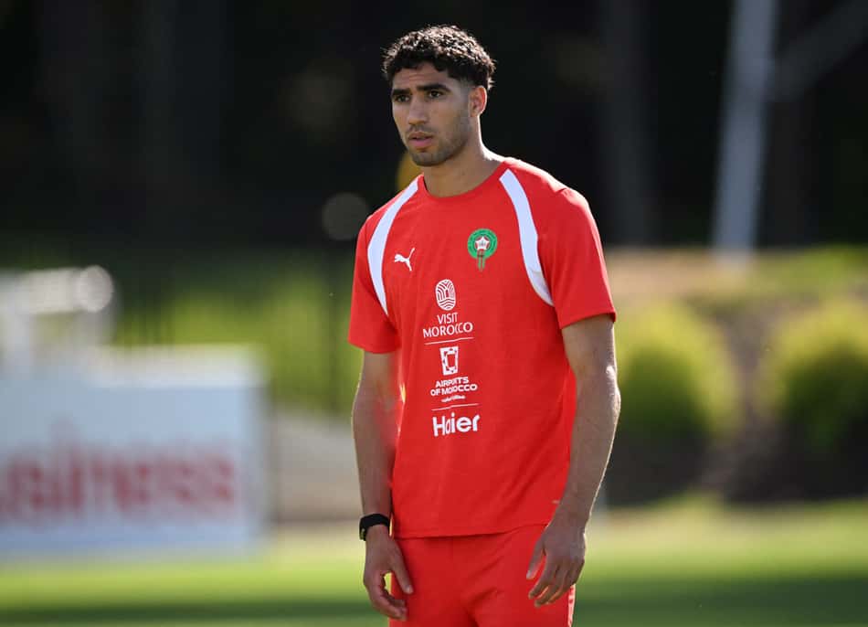 Hakimi em treino do Marrocos durante a Copa do Mundo