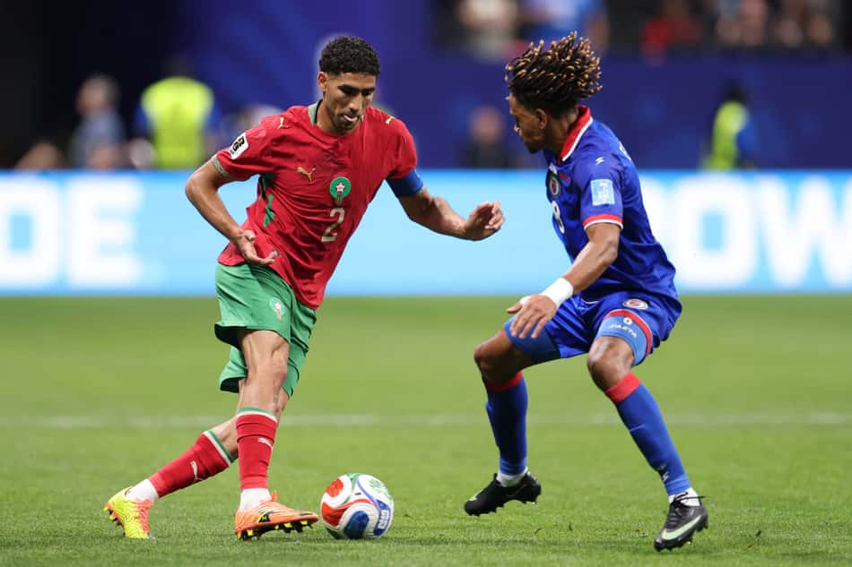 Hakimi encara marcação de Experience na vitória de Marrocos sobre o Haiti na Copa do Mundo