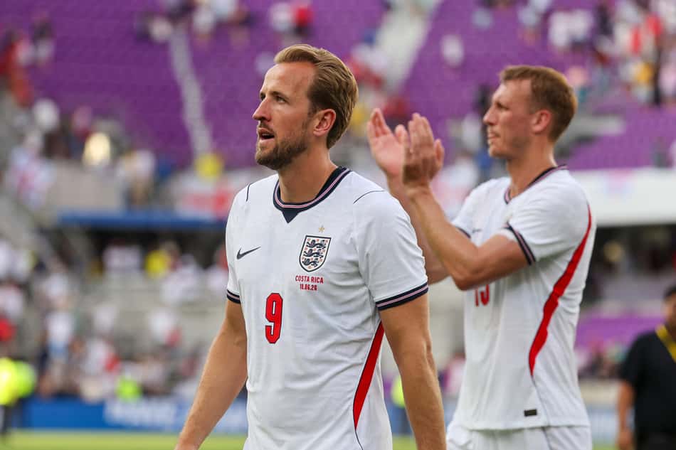 Harry Kane em ação pela seleção da Inglaterra na Copa do Mundo (Foto: Alex Menedez/ AFP)