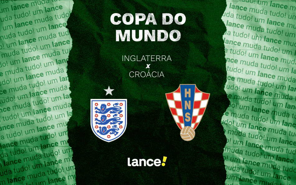 Inglaterra e Croácia se enfrentam pela 1° rodada da Copa do Mundo (Foto: Arte/Lance!)