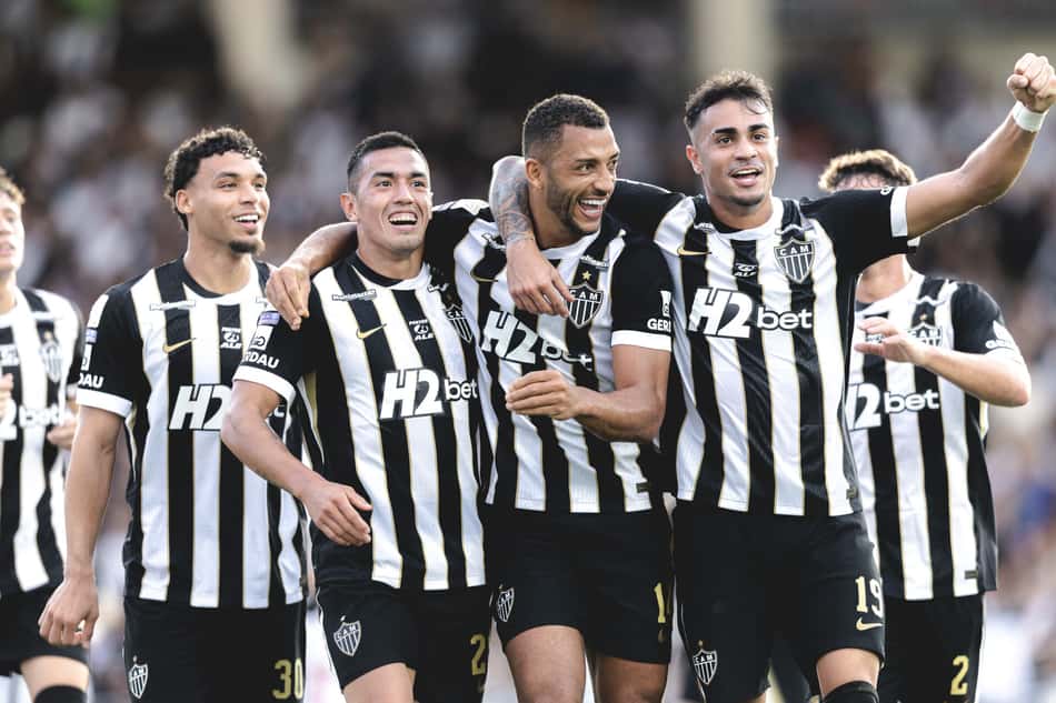 Jogadores do Atlético celebram gol contra o Vasco (Foto: Pedro Souza / Atlético)