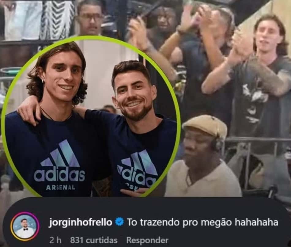 Jorginho comenta postagem brincando com Calafiori no Flamengo