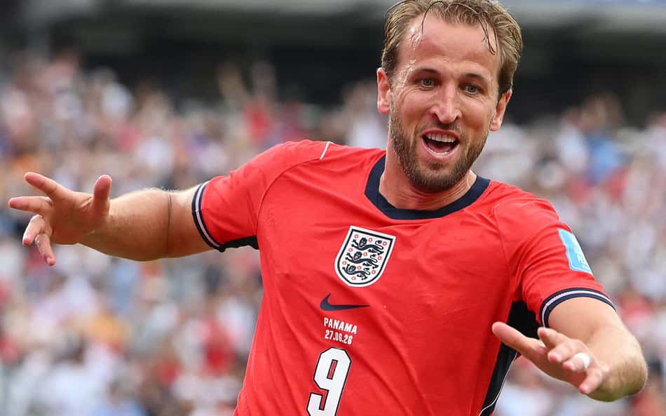 Harry Kane comemorando gol contra Panamá na Copa do Mundo