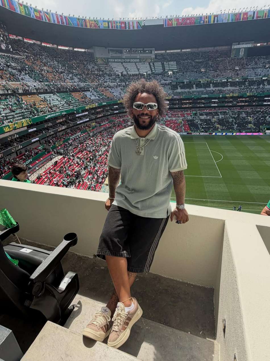 Marcelo no estádio Azteca na abertura da Copa do Mundo (Foto: Reprodução/Instagram)
