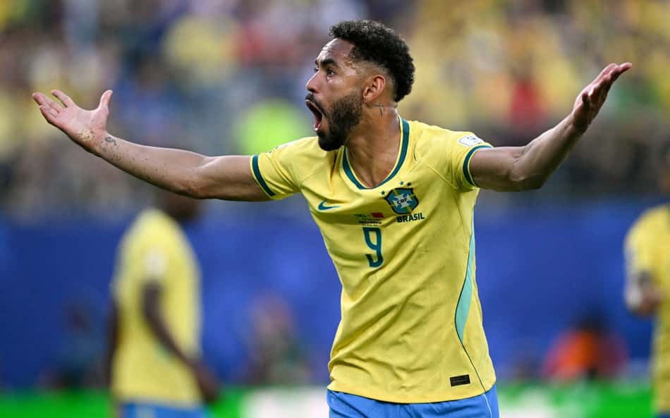 Matheus Cunha em ação em Brasil x Marrocos na Copa do Mundo 2026