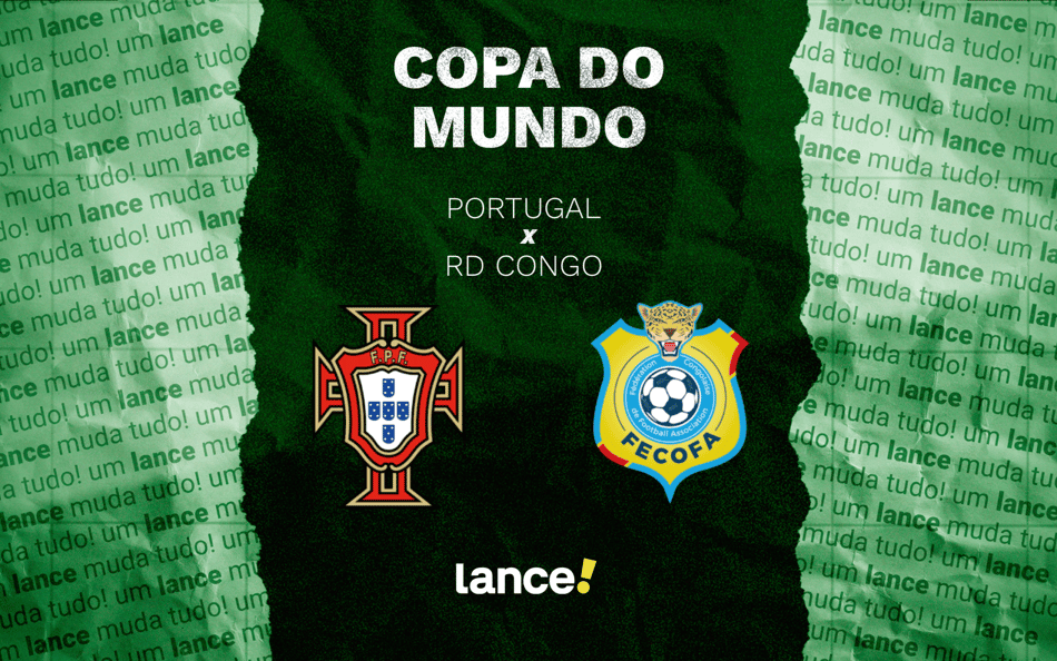 Portugal e RD Congo se enfrentam pela 1° rodada da Copa do Mundo (Foto: Arte/Lance!)