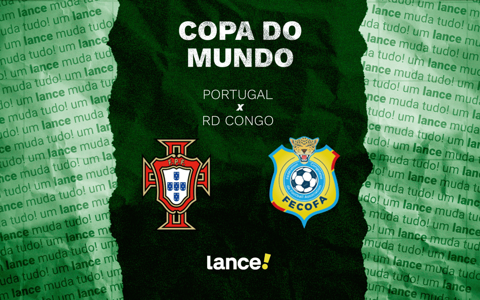 Portugal e RD Congo se enfrentam pela 1° rodada da Copa do Mundo (Foto: Arte/Lance!)