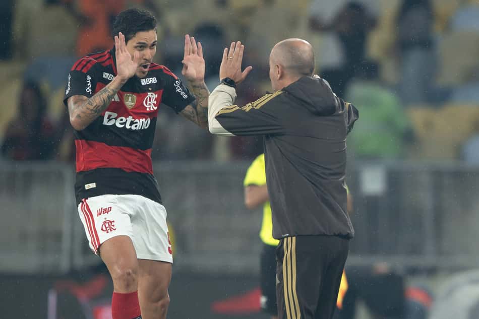 Pedro comemora gol do Flamengo contra o Cruzeiro