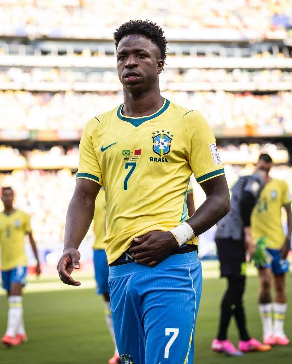 Vini Jr na estreia do Brasil diante do Marrocos na Copa do Mundo. (Foto: Divulgação/ Instagram)