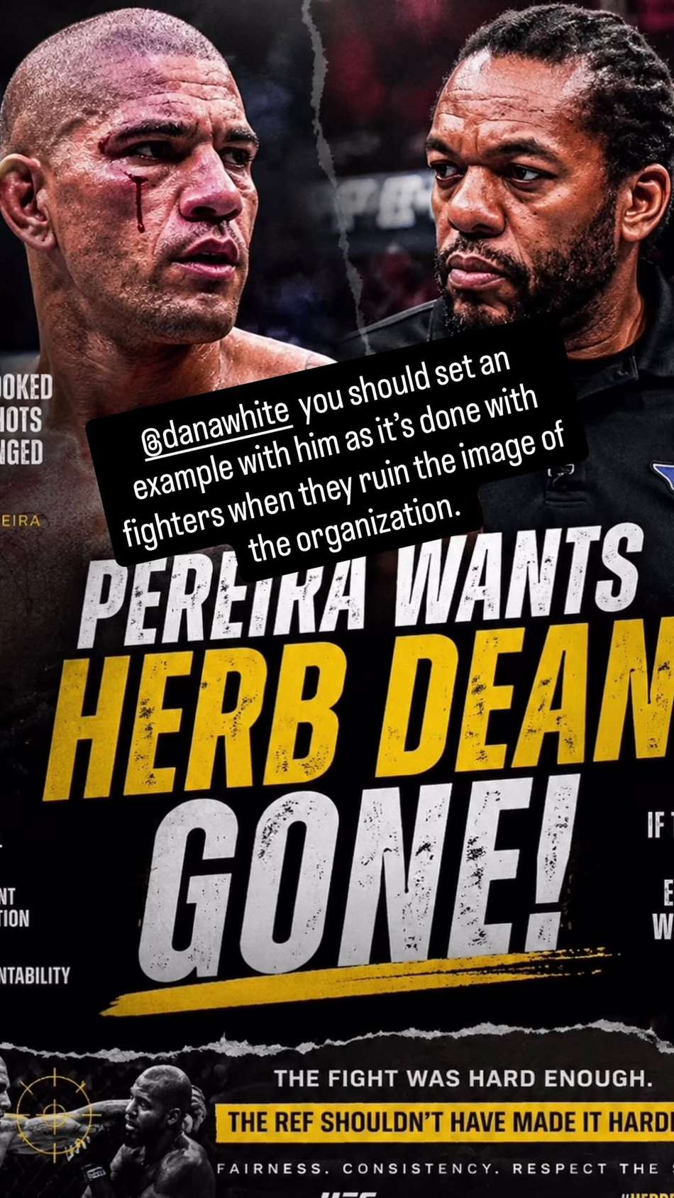 Alex Poatan pede demissão de árbitro do UFC em rede social (Foto: Reprodução/Instagram/@alexpoatanpereira)