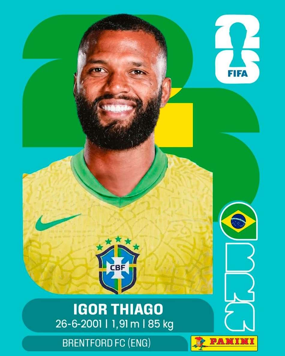 Igor Thiago na figurinha do álbum da Copa do Mundo.