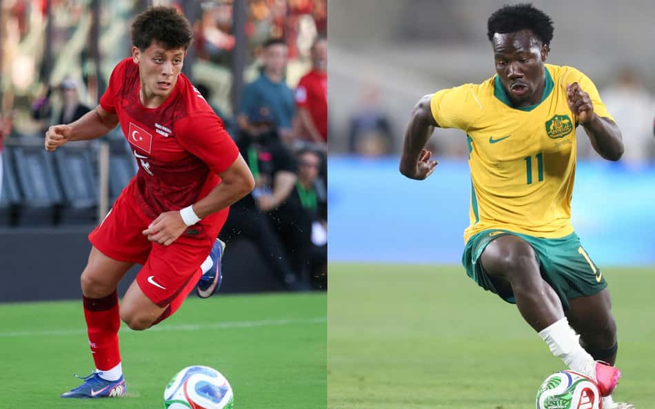 Arda Guler da Turquia e Toure da Austrália se enfrentam na Copa do Mundo