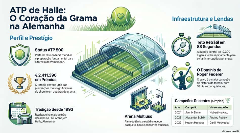 Gráfico mostra curiosidades do ATP 500 de Halle, na Alemanha (Reprodução)
