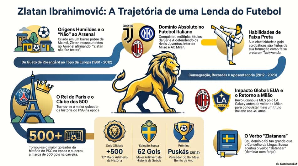 Gráfico mostra curiosidades da carreira do sueco Zlatan Ibrahimovic (Reprodução)