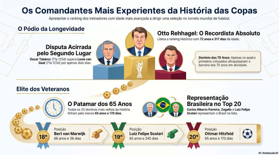 Gráfico mostra os técnicos mais velhos em Copas do Mundo (Reprodução)