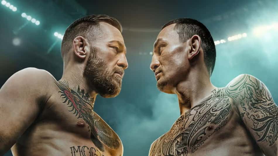 Poster oficial do UFC 329, com Conor McGregor e Max Holloway