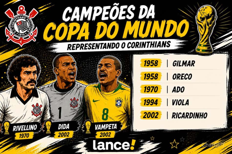 Campeões do Mundo pelo Brasil representando o Corinthians (Foto: Arte Lance!/ ChatGPT)