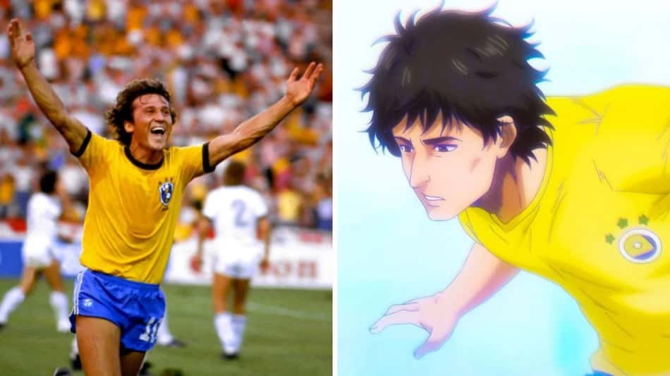 Zico pela Seleção Brasileira e Zico no anime Blue Lock
