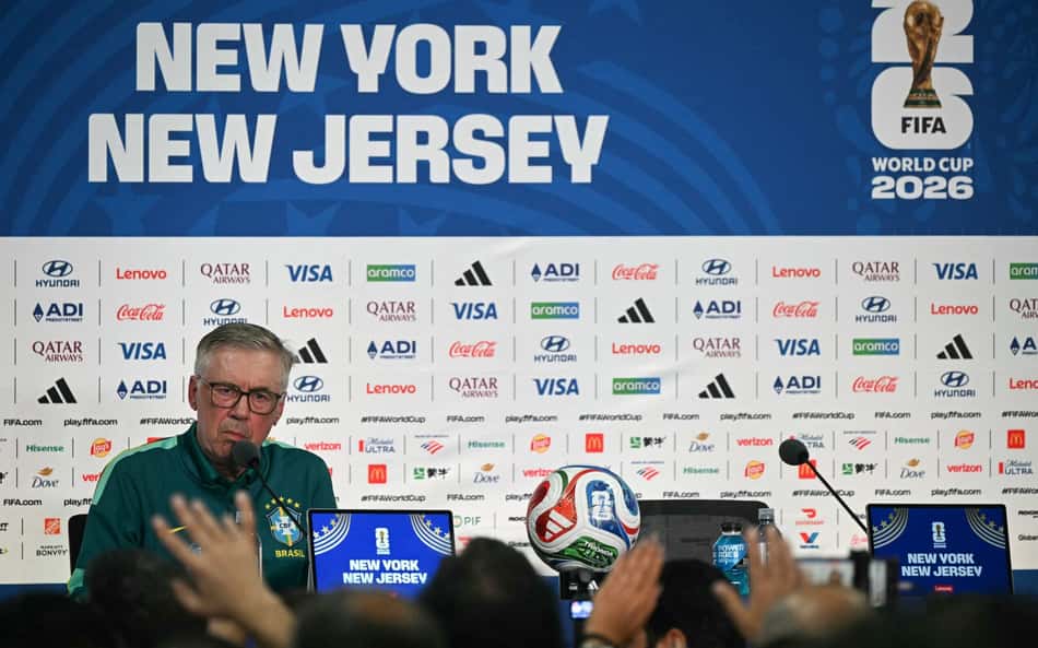 Carlo Ancelotti, técnico da Seleção Brasileira, em coletiva de imprensa no MetLife antes de Brasil x Marrocos pela Copa do Mundo