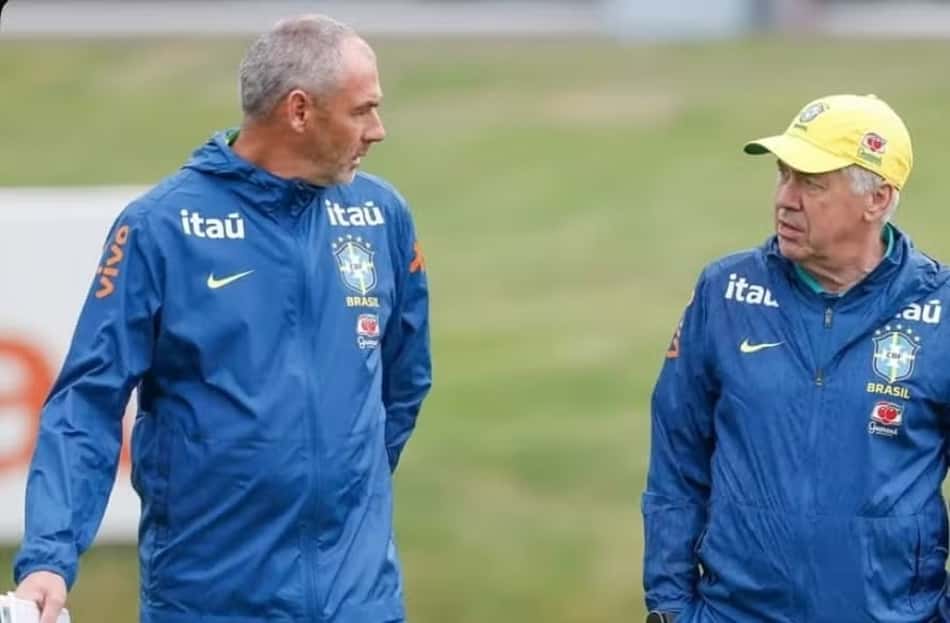 Paul Clement e Carlo Ancelotti na Seleção Brasileira (Foto: Divulgação/CBF)