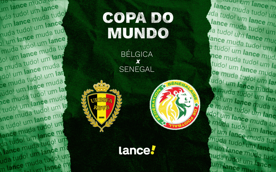 Bélgica e Senegal se enfrentam pela fase de 16-avos de final da Copa do Mundo (Foto: Arte/Lance!)