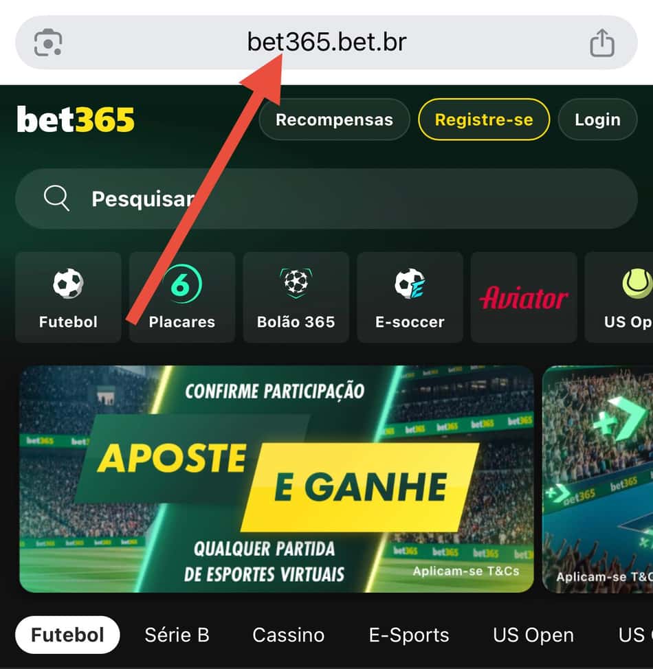 Captura de tela do site oficial da bet365 com final "bet.br".