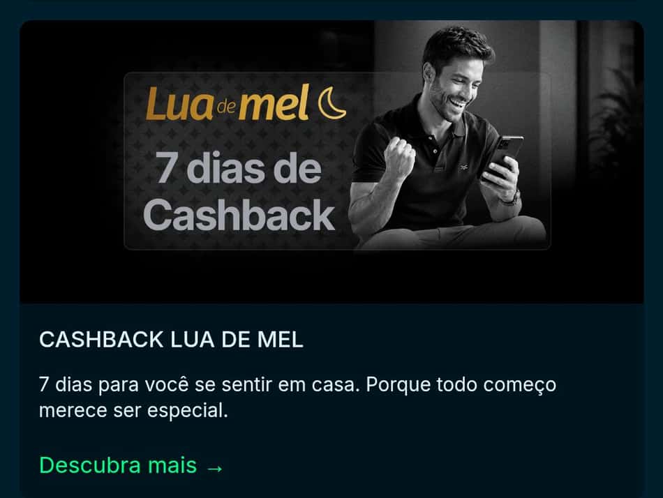 Captura de tela do bônus Lua de Mel da plataforma nova BandBet.