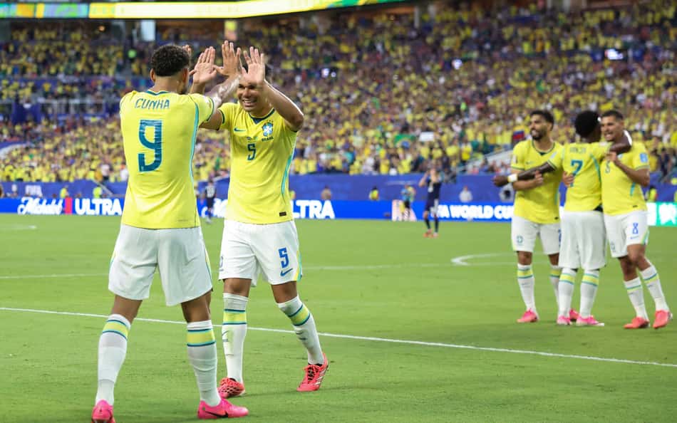 Matheus Cunha comemora gol da Seleção Brasileira na Copa do MUndo de 2026 (Foto: PATRICIA DE MELO MOREIRA / AFP)