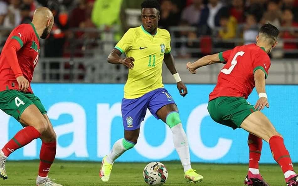 Brasil e Marrocos no último confronto entre as duas equipes em 2023