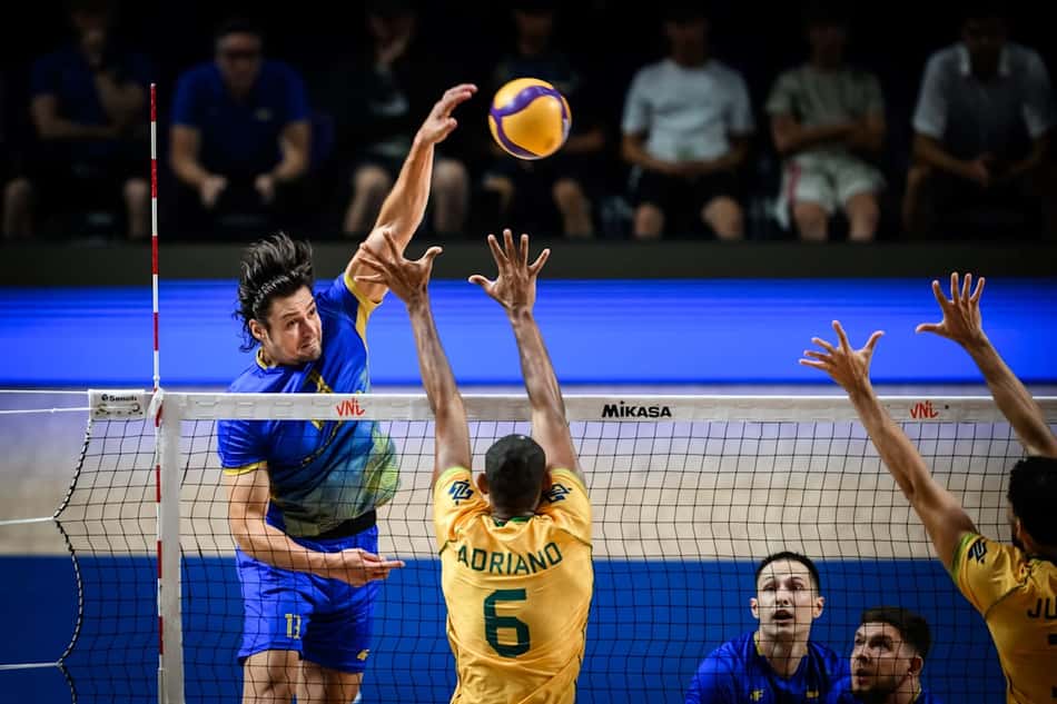 Brasil foi derrotado por 3 seta 1 pela Ucrânia na VNL masculina