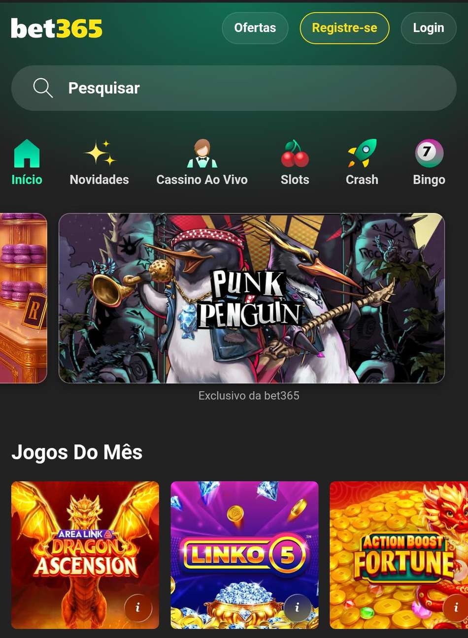 Captura de tela do cassino bet365.